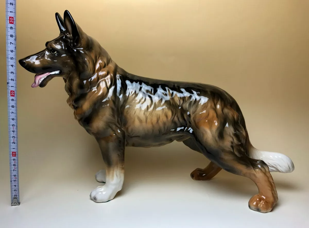 18 Inch Long LARGE German Shepherd Black and Tan Porcelain