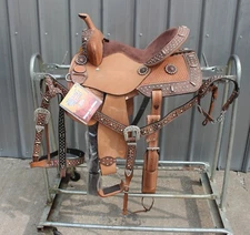 53-10 New 15 inch Silver Royal Show saddle set with bridle and breastcollar
