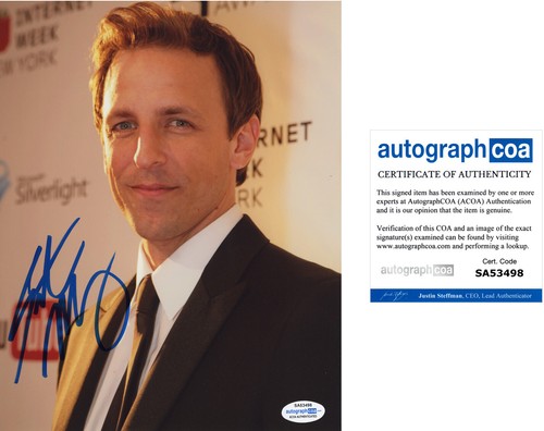 Seth Meyers signed Autographed 8x10 Photo a TRUMP Funny Late Night Host ACOA COA