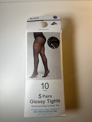 Size XL Primark 5 Pairs Black Glossy Tights
