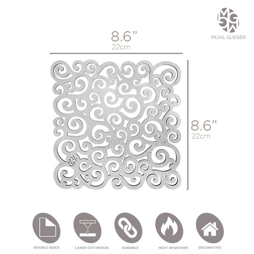 Mijal Gleiser Double Sided Trivets Hot Pads Pot Holder Laser Cut Set of 2 - Picture 3 of 58