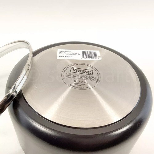 Viking 3 Qt Non-stick Anodized Saucepan Pot With Glass Lid 3 Quart New Black - Picture 4 of 4