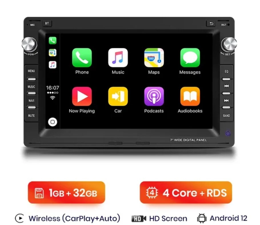 RADIO 2 DIN ANDROID PARA VOLKSWAGEN POLO PASSAT GOLF 4 POLO NAVI USB CARPLAY - Imagen 3 de 4