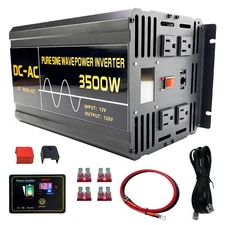 3500W Power Inverter Peak 7000W Pure Sine Wave Inverter 12V DC-120V AC Converter