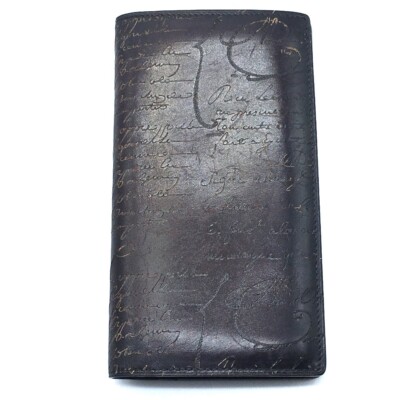 BERLUTI Calligraphy Ebene Long Leather Bifold Wallet Leather BERLUTI Calligraphy Ebene Long Leather Bifold Wallet Leather