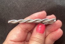 Silver Tone Braided Textured Foster Tie Bar Clip Made In USA