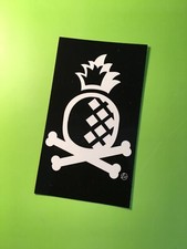 Pineapple & Bones - Novelty Sticker about 2” x 3.5”, Glossy Black & White Print