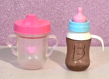 You & Me Baby Doll Sipper Cup and Doll Bottle with Initial B Toys 3"