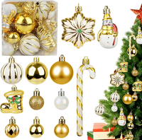 34 StüCke Weihnachtskugeln Set, Kunststoff Christbaumkugeln Gold Weihnachtsdeko