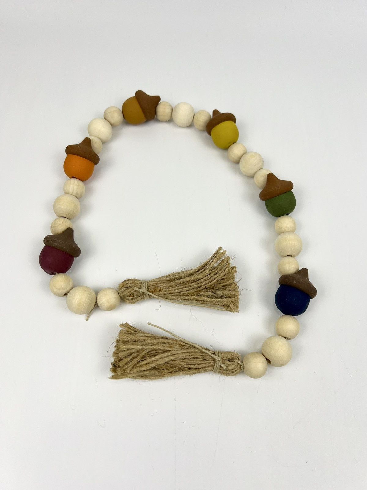 Wooden Acorn Bead Garland for Fall Farmhouse Boho Decor