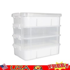 Clear 4-Tier Stackable Craft Storage Organizer Portable Snap Box Supplies New