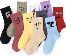 Meloday 10 PACK Crazy Funny Emotion Crew Socks Soft Cotton - 10 different fun de