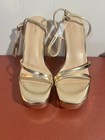 NEW $49 Woman Gold Platform Strapy Sandal High Block Heels Square Open Toe Sz 11 — photo 4