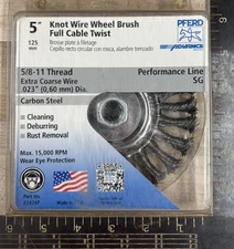PFERD 5” STRINGER BEADWHEEL KNOT WIRE .020 CS WIRE 82474P  CARBON STEEL PRO SG 