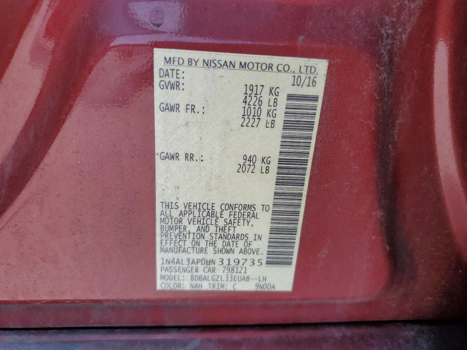 Conjunto de filtro de aire usado se adapta a: Nissan Altima SDN 2017 2,5 L 4 cilindros grado A Foto 2 de 4