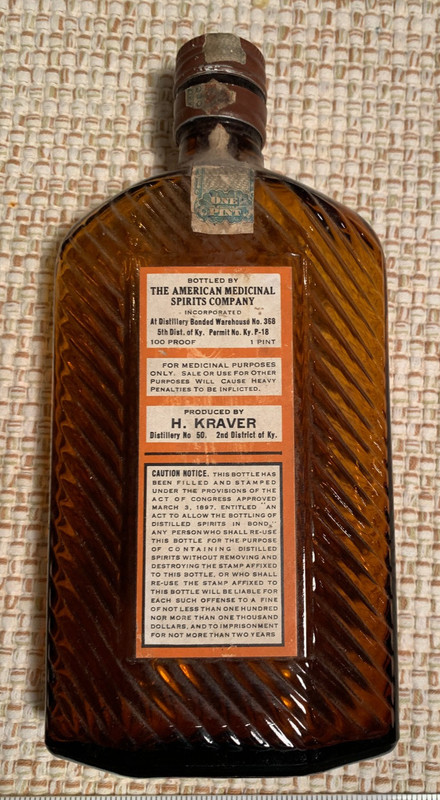 One pint labeled FLASK American Medicinal Spirits Co Kentucky Distillery 50 368
