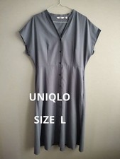 Drop ( ) UNIQLO Shirt Dress Short Sleeve Blue Size L