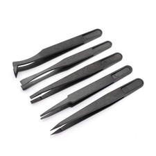 5pc Anti-Static Tweezer Set | ESD Safe Precision Repair Tools - Straight & Bent