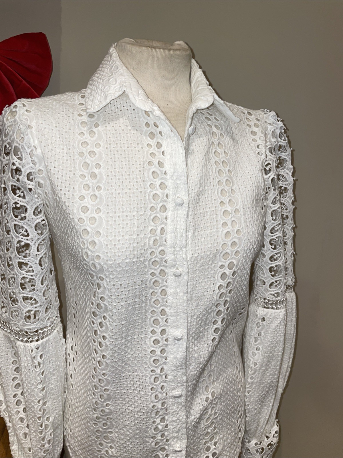 Holland Cooper Broderie Lace Shirt White Blouse UK 8 RRP £149