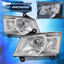 For 08-10 Grand Caravan RT Chrome Driving Headlight Lamps Left+Right Replacement