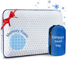 Cooling Travel  Camping Memory Foam Pillow for Sleeping,Contoured Support Mediu