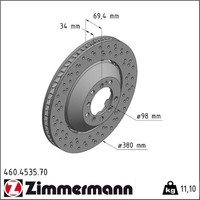 Zimmermann 460.4535.70 Bremsscheibe FüR Porsche Cayman 718 981 982