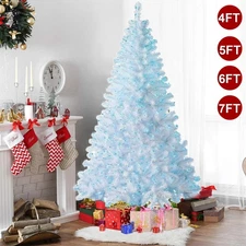 White Christmas Tree with Lights 4/5/6/7FT Bushy Xmas Party Home Outdoor Indoor