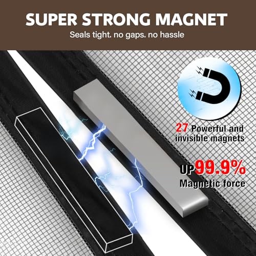 Magnetyczne drzwi ekranowe - Bugs Out, Breeze in - Wytrzymałe podwójne 38 * 83 czarne - Zdjęcie 6 z 7