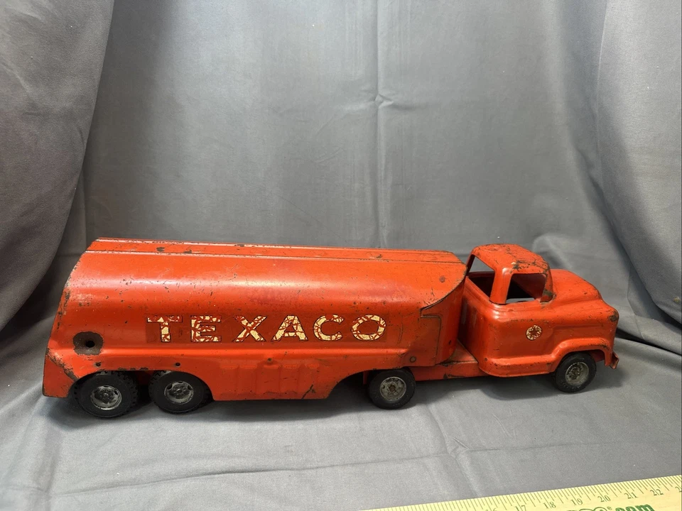 Vintage Buddy L Texaco Tanker Truck 1950s Pressed Steel 23.5" Gasoline Toy *READ - Image 4 of 4