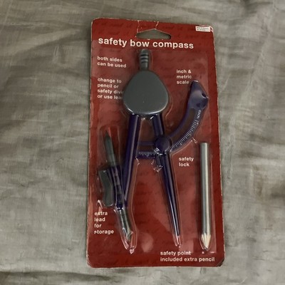 Class Act Safety Bow Compass Inch And Metric Scale Vintage School Office Tool