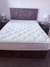King Size Divan Storage Bed with 2 Drawers, Mattress, and Headboard