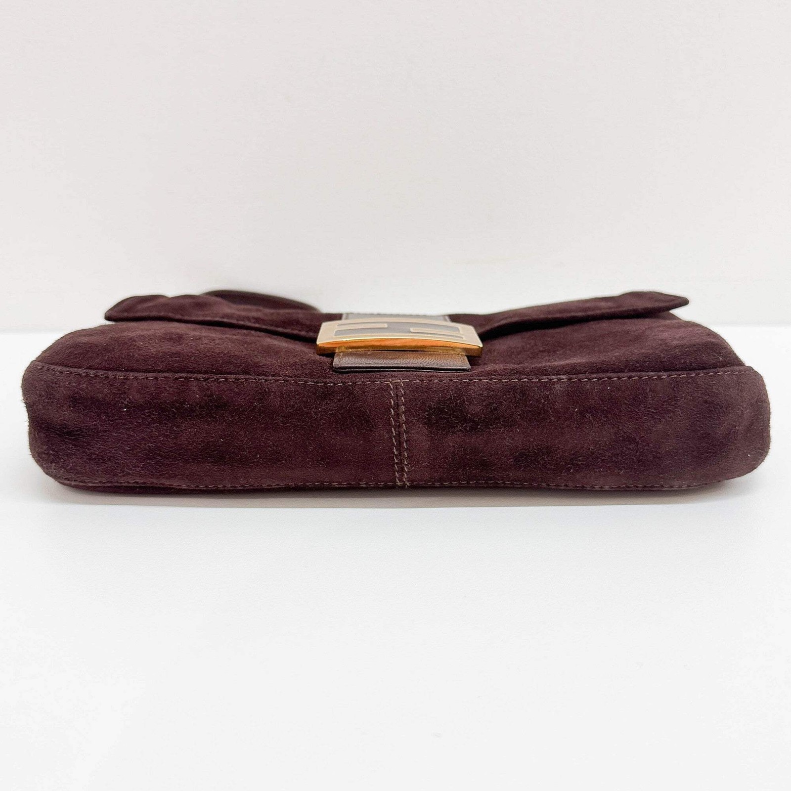 FENDI Baguette Brown Suede Shoulder Bag thumbnail 8