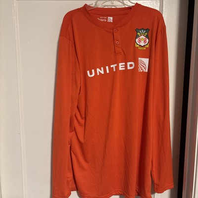 Wrexham FC United polaris Shirt men L/XL Orange long sleeve henley cotton 111033