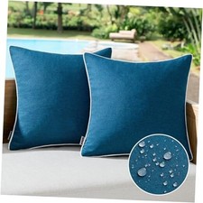 Pack of 2 Outdoor Waterproof Throw Pillow Covers 20x20 Inch Pack of 2 Blue