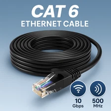 Cat6 Ethernet Cable 40FT RJ45 Internet LAN Patch Cord 10Gbps High Speed Black