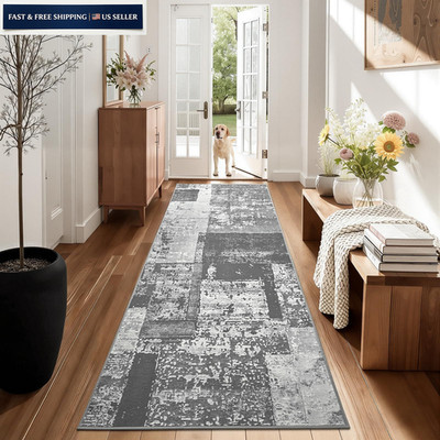 LOCHAS Washable Runner Rugs for Hallway, 2x6 Non Sip 2' X 6'(runner), Grey 