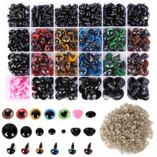 Safety Eyes 796pcs Plastic Safety Eyes and Noses, 6-20mm Black Craft Doll Eye...