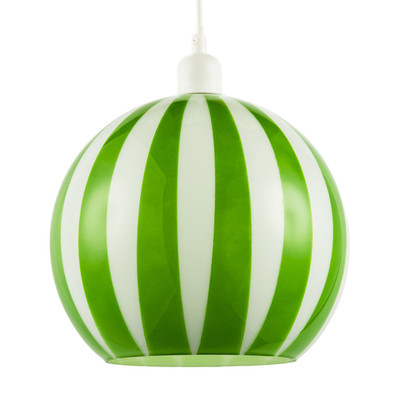 Grün-weiß gestreifter Hochglanz Glaskugel Pendelleuchtenschirm von Happy H...