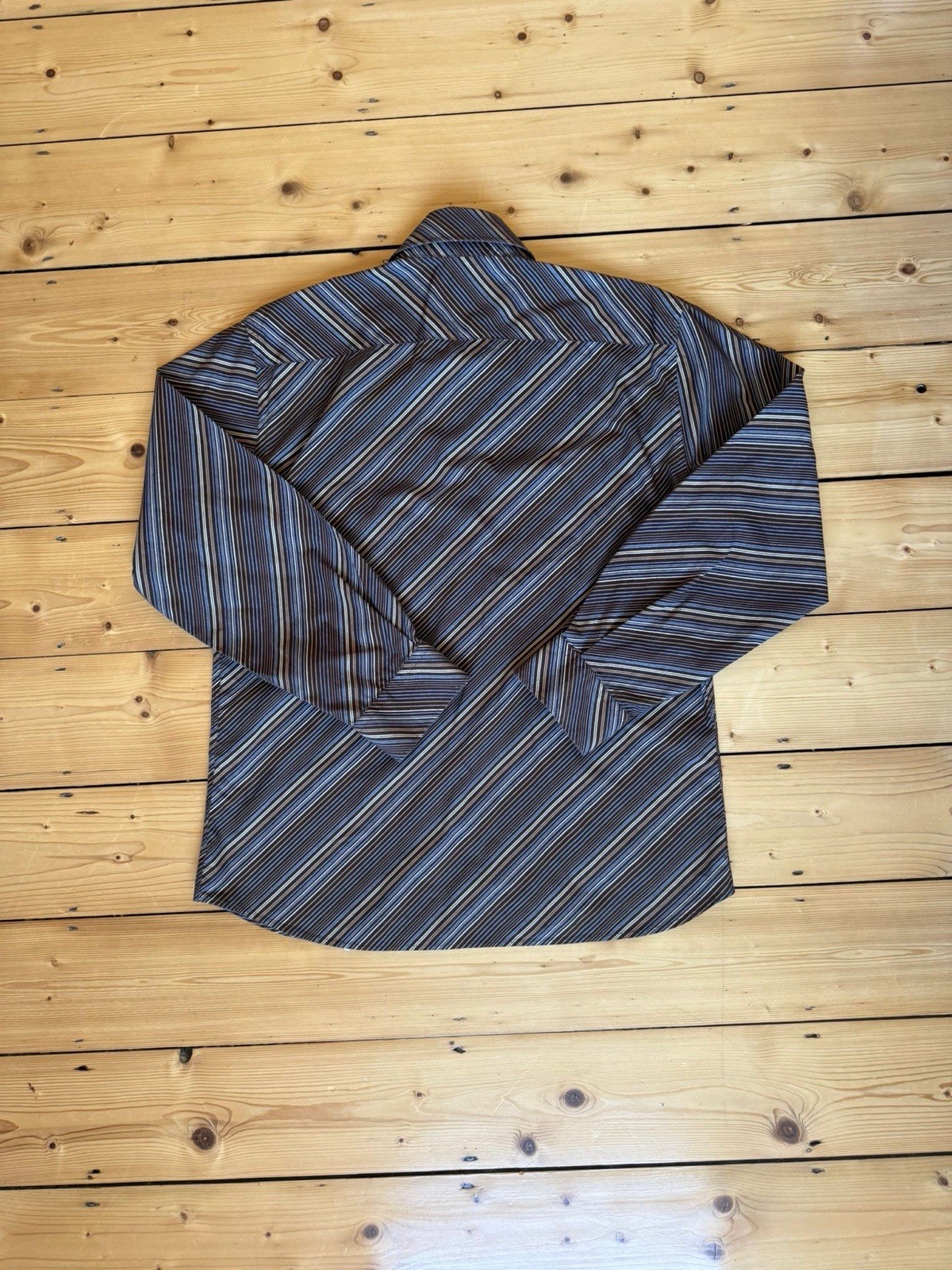 Vintage Men’s Brown Button Up Stripped Dolce & Gabbana Basic Shirt Size L image 8