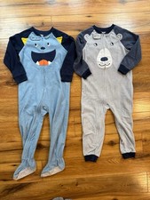 Carter  s Toddler Boy Fleece Footed Pajamas 4T Lot Blue Monster Bear
