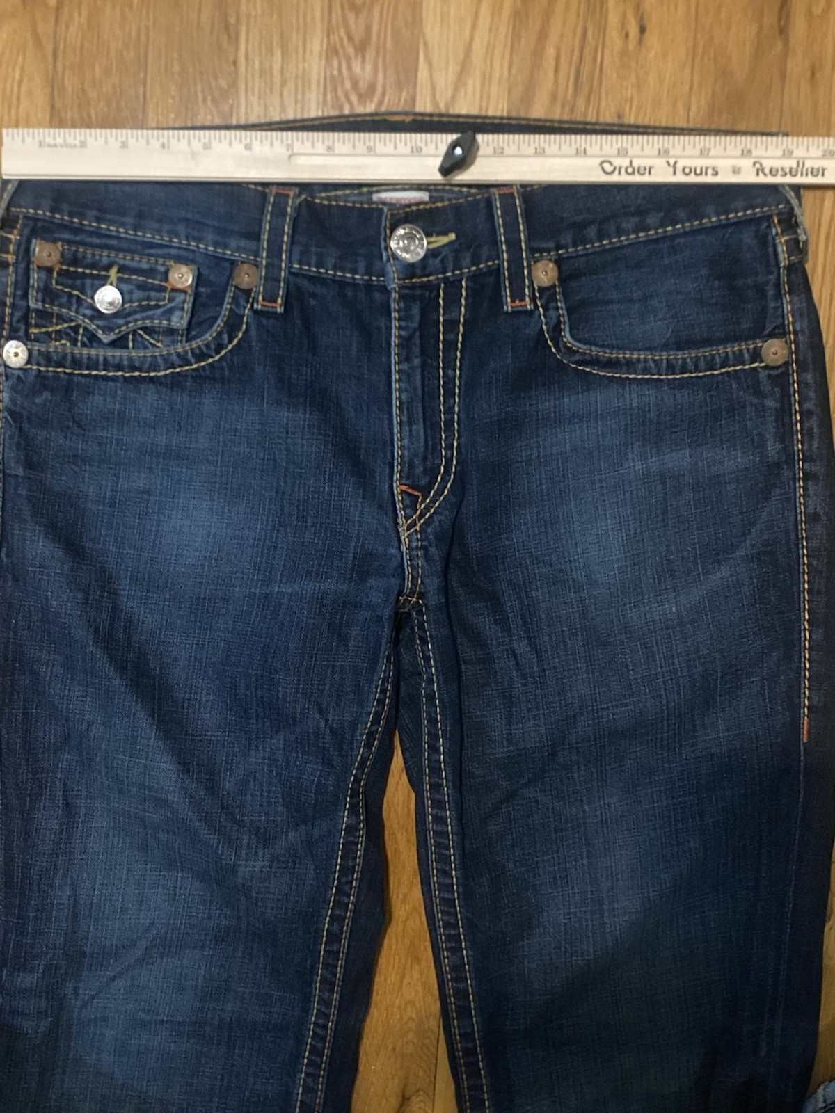 TRUE RELIGION Billy Big T Bootcut Jeans Blue Mens 36x32 Y2K Flap Pocket USA Made thumbnail 6