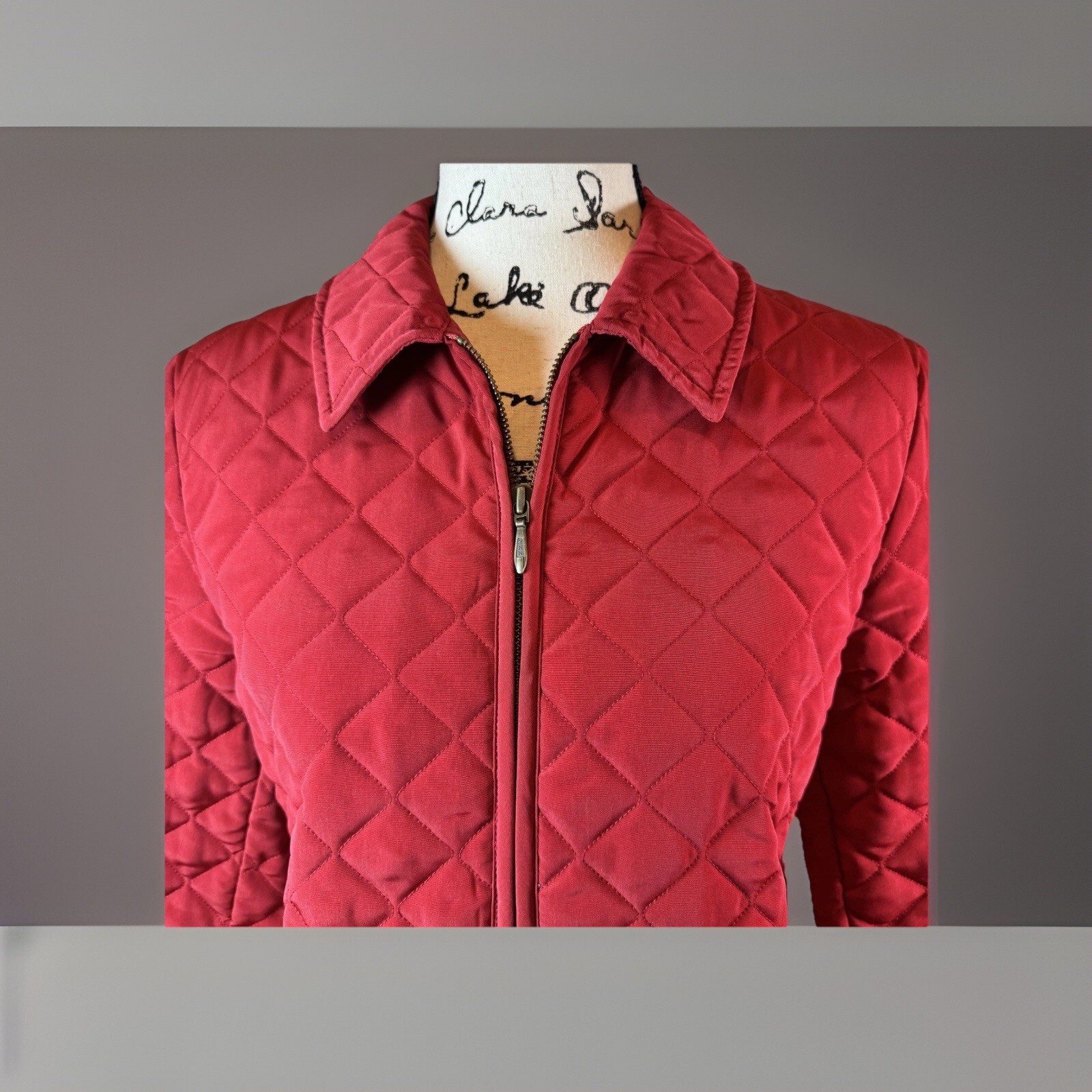 Pendleton Quilted Diamond Quilt Jacket Red Zip Fr… - image 2
