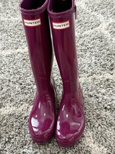 Hunter Original Tall Gloss Violet Wellington Rain Boots Sz 5Y US 7 UK 5