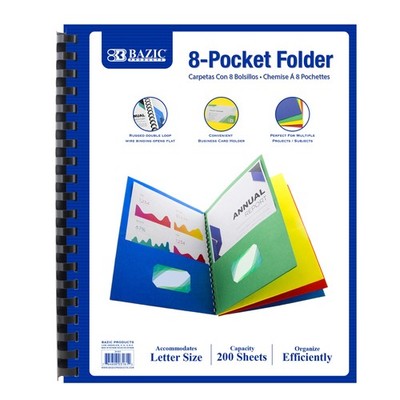 BAZIC Products Presentation Folder, 8 Pocket, Letter 1-Pack, Multicolored
