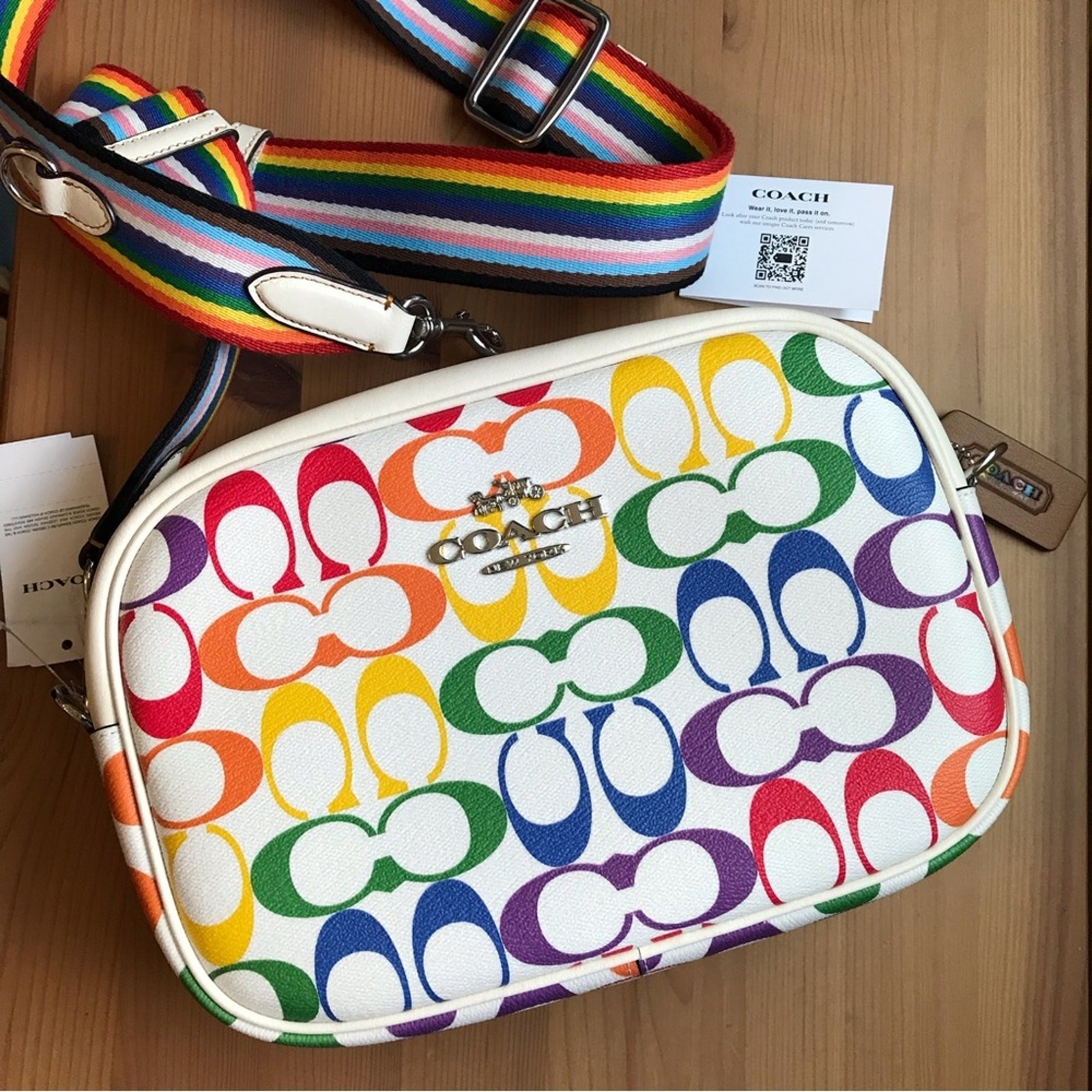 NWT Coach Jamie Camera Bag Rainbow Signature Canvas Special Edition