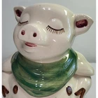 Shawnee Pottery Cookie Jar Lid Replacement Pig White Vtg Sleeping Green Scarf