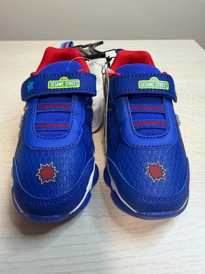 Sesame Street Toddler Boys Light Up Sneakers Blue Red Size 8 Hook & Loop New