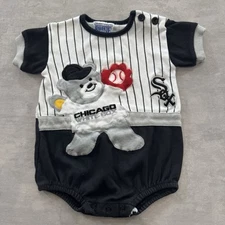 Vtg Kids 90s Chicago White Sox One Piece MLB Infant Baby Mighty-Mac Bears Sports