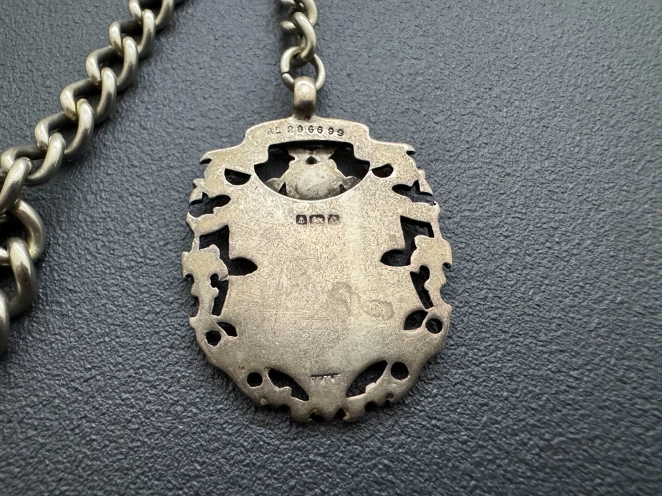 Antiguo reloj Albert de plata maciza de 1890 pesado 44 gr cadena y llavero 25 Foto 3 de 4