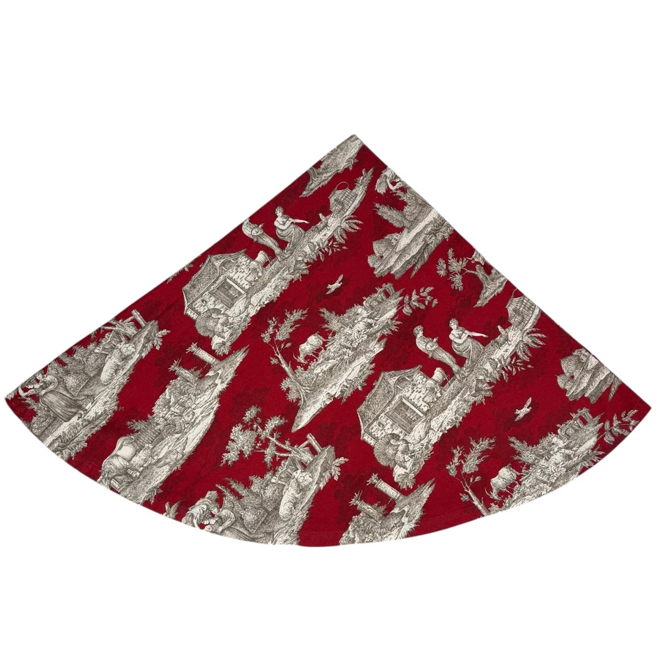 Mantel redondo vintage William Sonoma Toile otoño rojo país francés 68" Foto 2 de 4